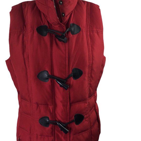 Charter Club Red Toggle Down Vest, Small - Picture 2 of 9